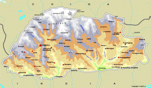 Kaart (cartografie)-Bhutan-Bhutan-Map.jpg