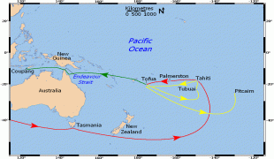 Kaart (cartografie)-Pitcairneilanden-Bounty_Voyages_Map.png